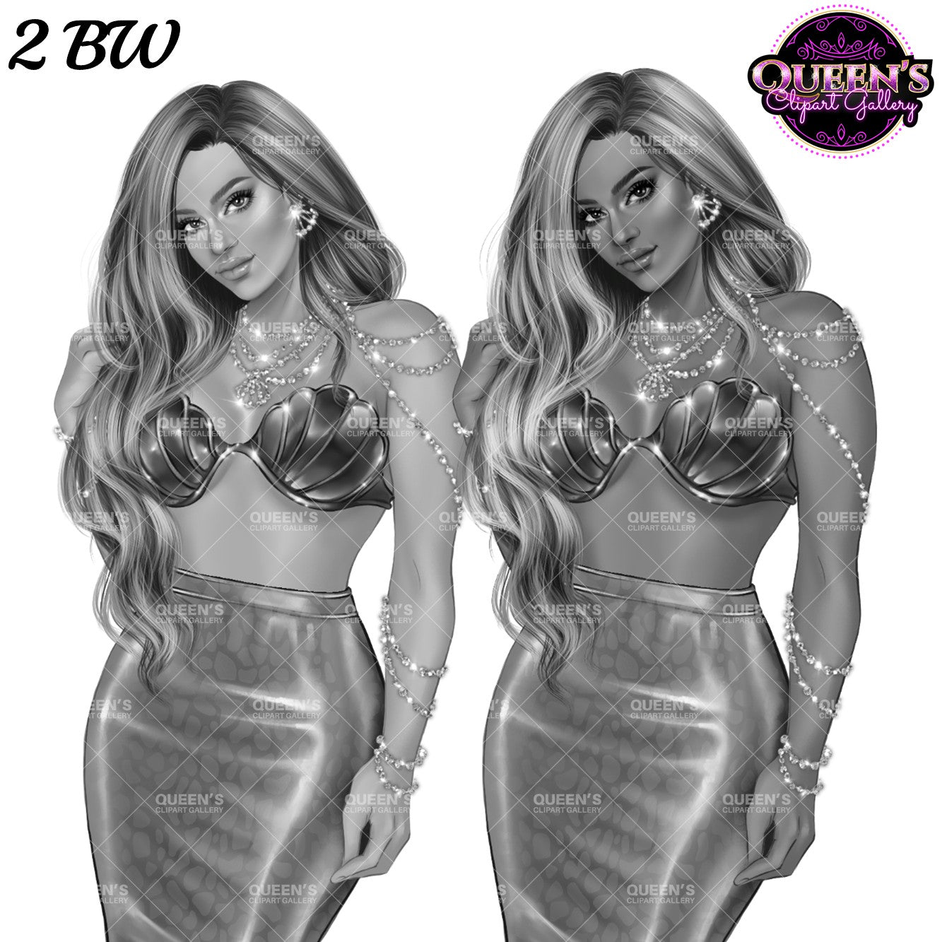 Mermaid Clipart PNG | Mermaid Illustration | Mermaid Woman Clipart | Mermaid Art | Ocean Clipart