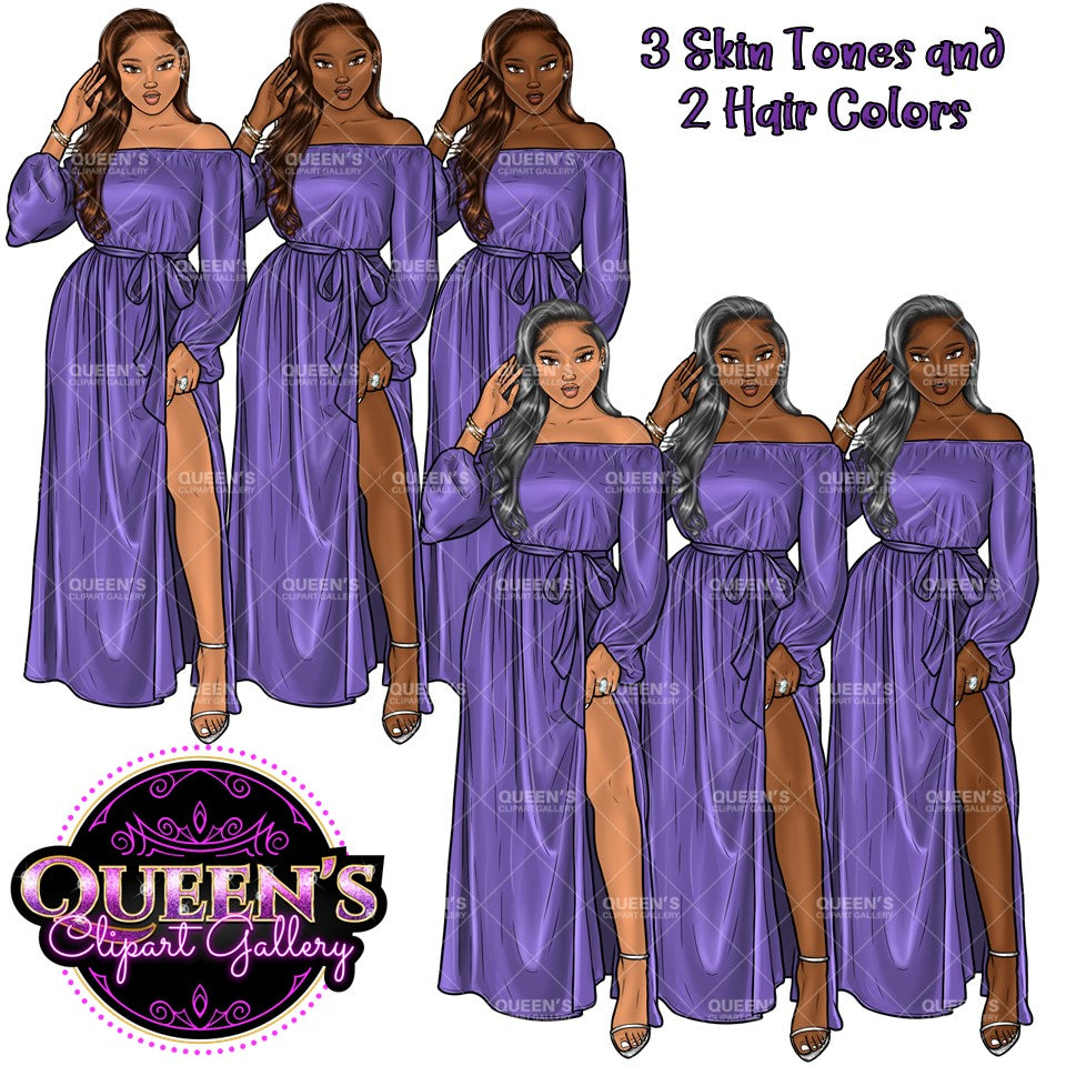 Woman in Dress, Afro Woman Clipart, Fashion Girl Clipart, Fashion Illustration Clipart, Black Girl Magic, Girl Boss, Planner Girl Clipart