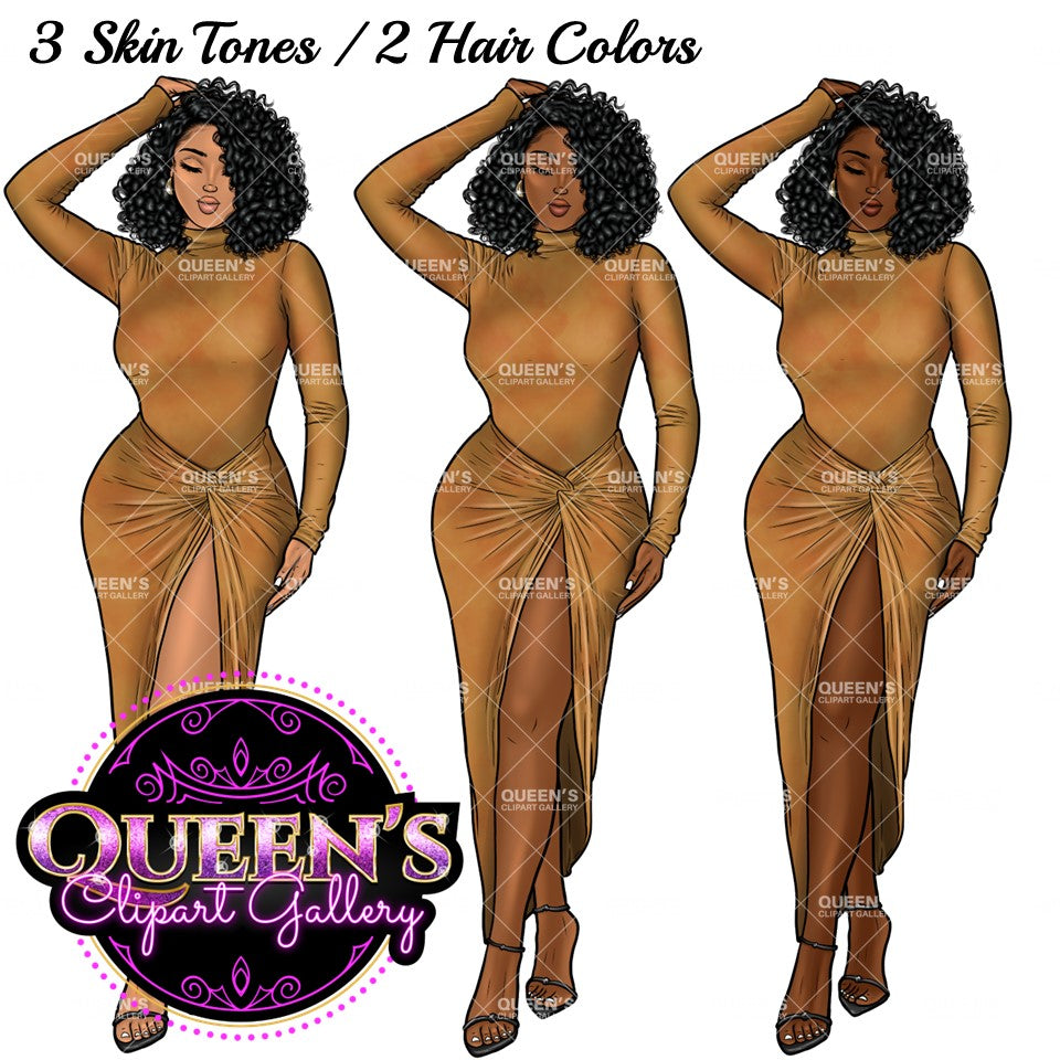 Afro Girl Clipart, Afro Woman Clipart, Fashion Girl Clipart, Fashion Illustration Clipart, Black Girl Magic, Girl Boss, African American