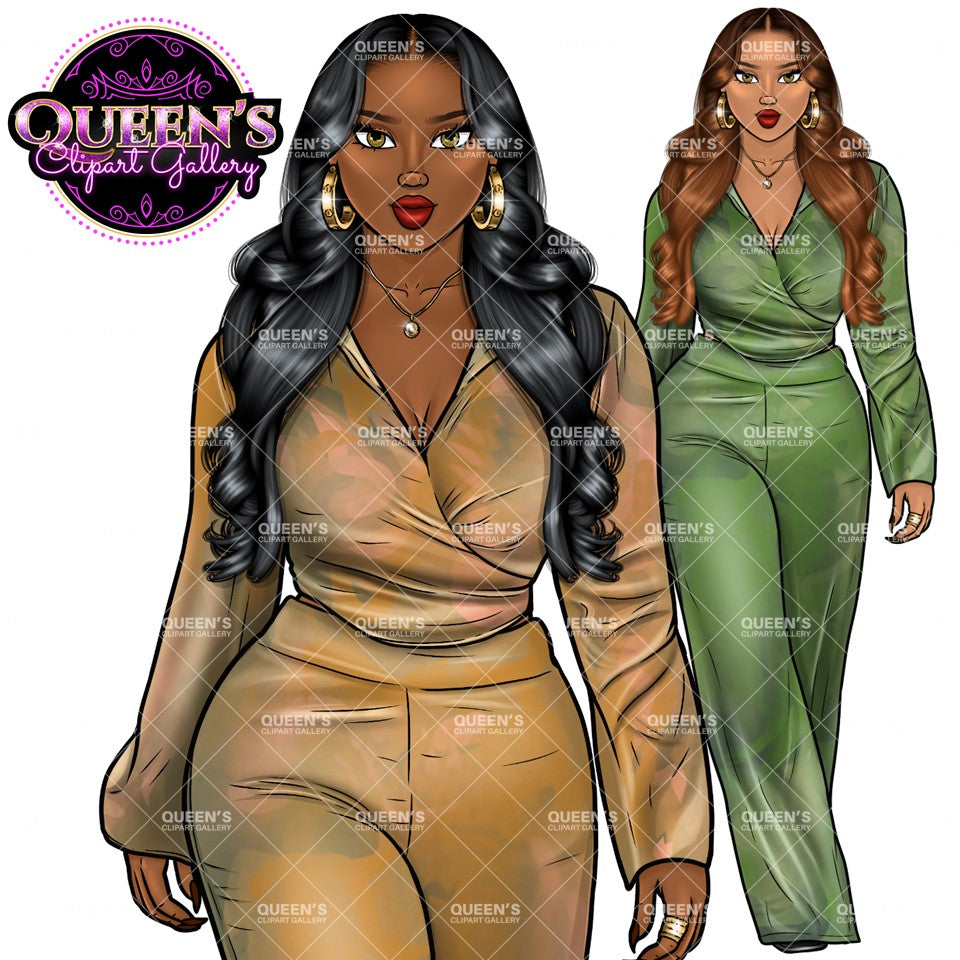 Afro Girl Clipart, Afro Woman Clipart, Fashion Girl Clipart, Fashion Illustration Clipart, Black Girl Magic, Girl Boss, African American