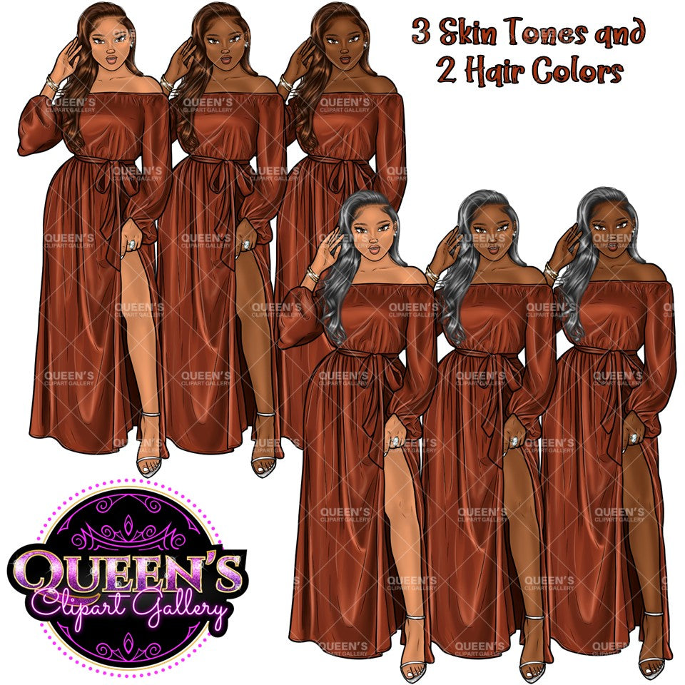 Woman in Dress, Afro Woman Clipart, Fashion Girl Clipart, Fashion Illustration Clipart, Black Girl Magic, Girl Boss, Planner Girl Clipart