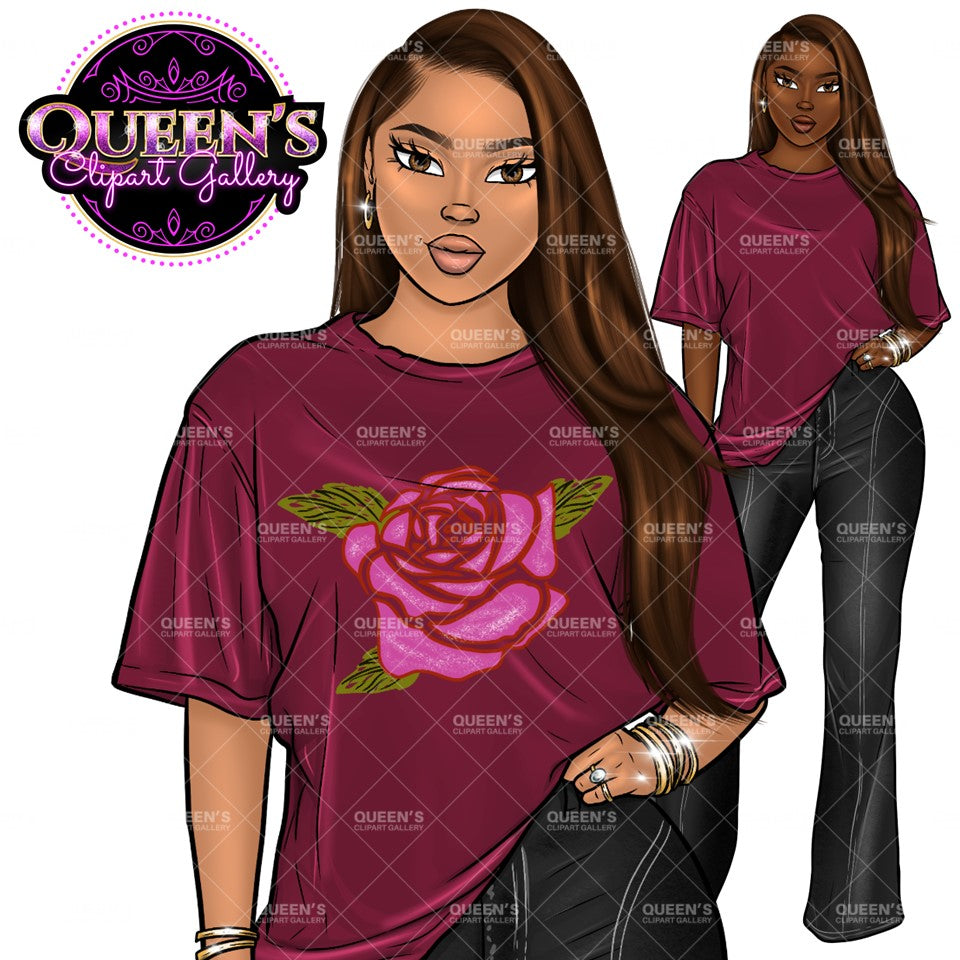 Afro Girl Clipart, Afro Woman Clipart, Fashion Girl Clipart, Fashion Illustration Clipart, Black Girl Magic, Girl Boss, African American