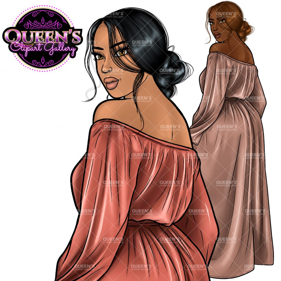 Afro Girl Clipart, Afro Woman Clipart, Fashion Girl Clipart, Fashion Illustration Clipart, Black Girl Magic, Girl Boss, African American