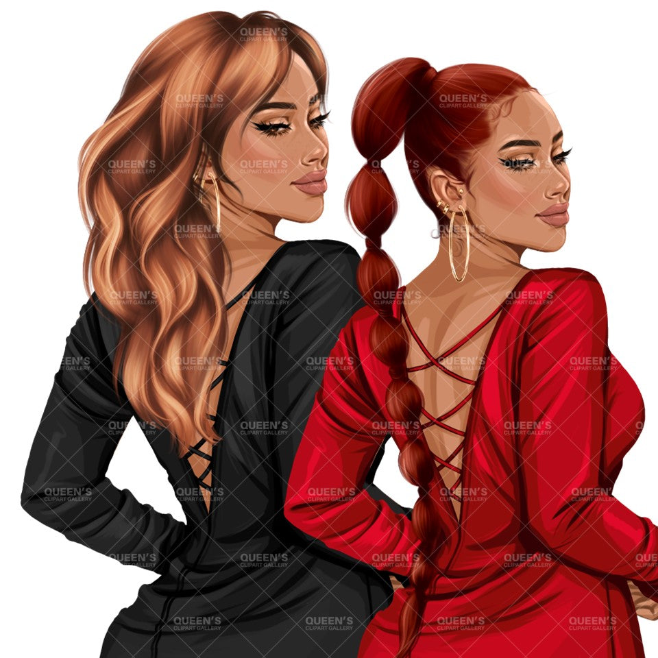 Back view, Red dress, Elegant woman, Fashion girl clipart, Fashion illustration clipart, Woman clipart png, Woman in dress, Curvy woman png