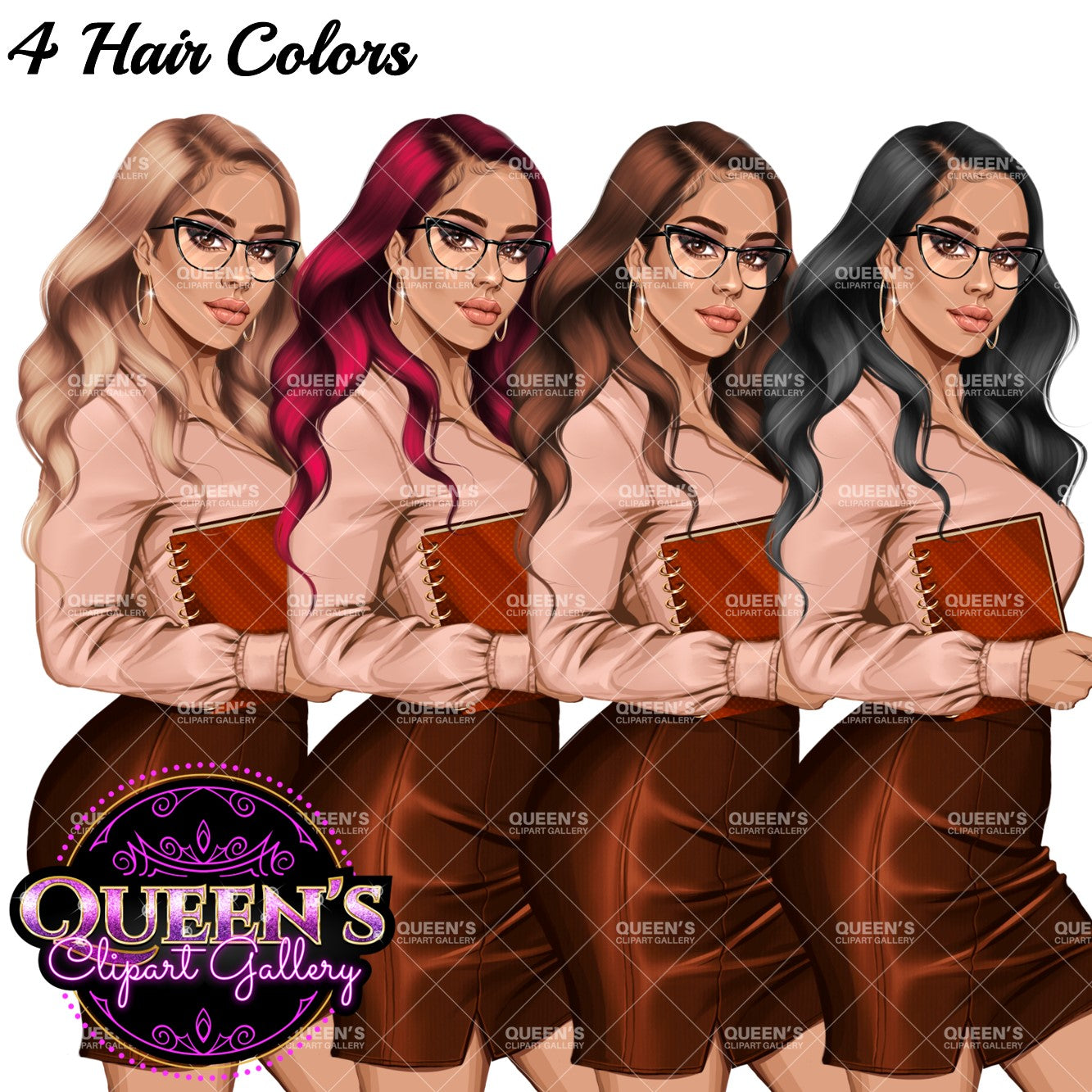 Business planner clipart, Lady boss clipart, Afro girl clipart, Fashion girl clipart, Teacher clipart, Black girl magic, Business woman