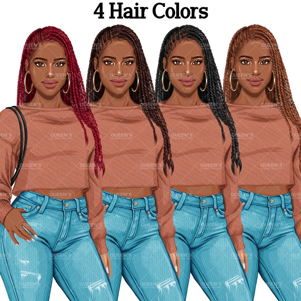Denim jeans Afro girl, Afro girl clipart, Teenager clipart, Fashion girl clipart, Fashion illustration, Teen Afro girl, Denim Girl Clipart