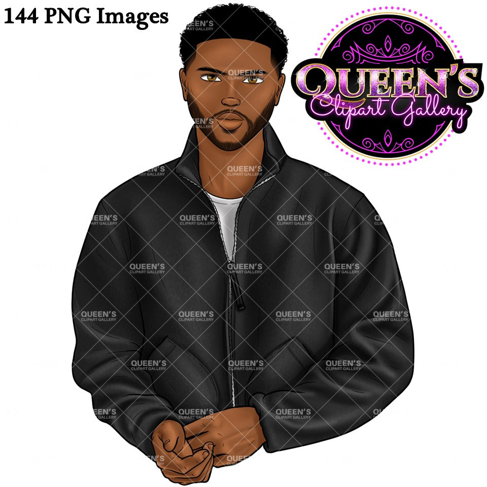 Man clipart, Handsome man clipart, Boyfriend clipart, Casual man clipart, Man with Headphones African American man clipart, Black man