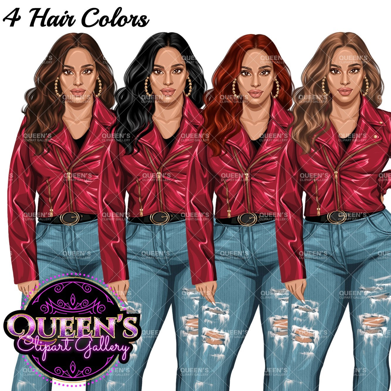 Denim girl clipart, Fashion girl clipart, Jeans girl clipart, Fashion illustration, Curvy girl clipart, Afro girl, African American woman