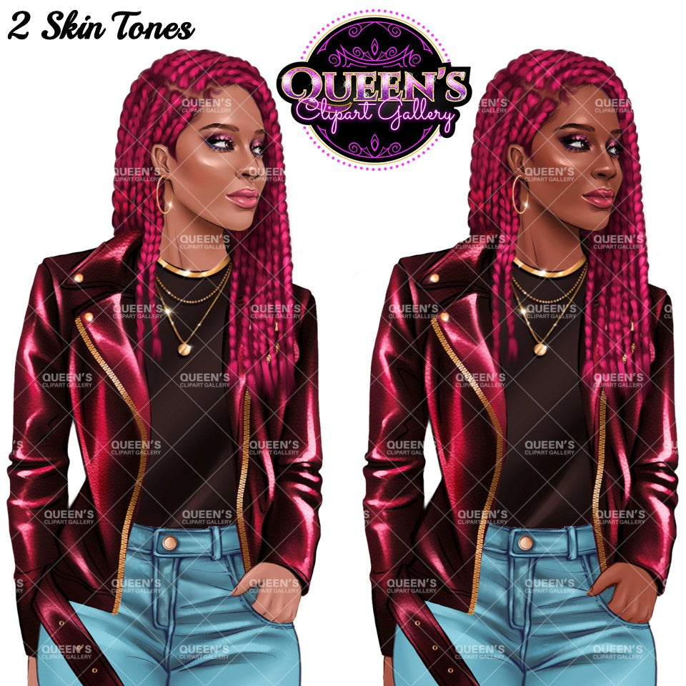 Denim girl clipart, Curvy girl clipart, Fashion girl clipart, Jeans Girl Clipart, African American clipart, Afro girl, Black girl magic