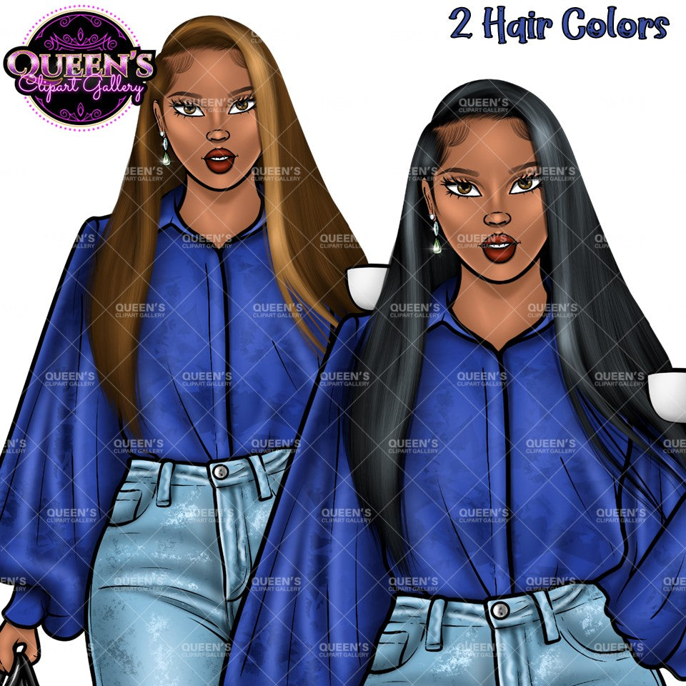 Denim jeans girl, Afro girl clipart, African American woman, Black woman clipart, Black girl magic, Fashion girl clipart, Girl boss, Curvy girl, Black Queen