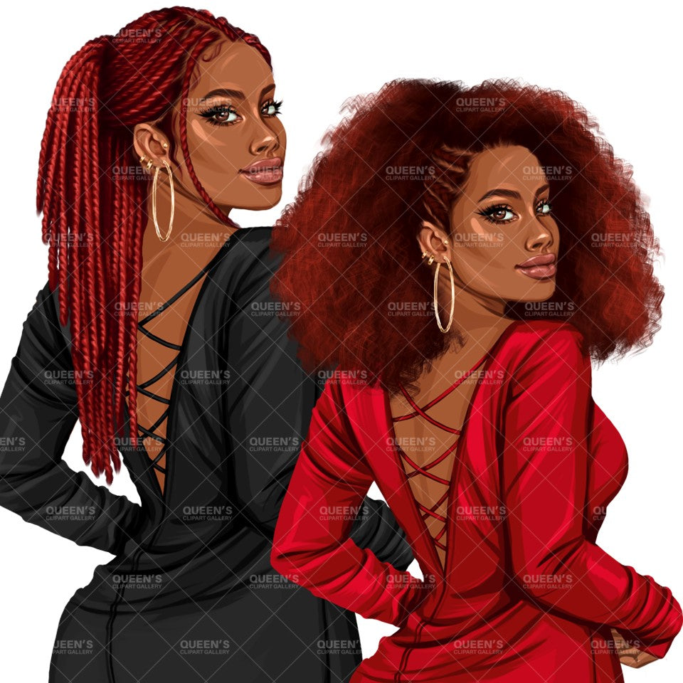 Back view, Red dress, Elegant woman, Fashion girl clipart, Fashion illustration clipart, Black girl magic, Woman in dress, Curvy woman png