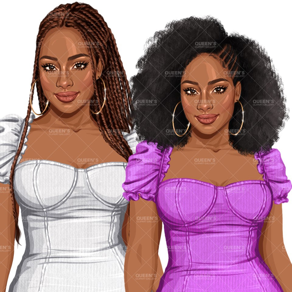 Girl boss, Lady boss, Afro girl clipart, Fashion girl clipart, Fashion illustration clipart, Curvy girl, Woman in dress, African American woman