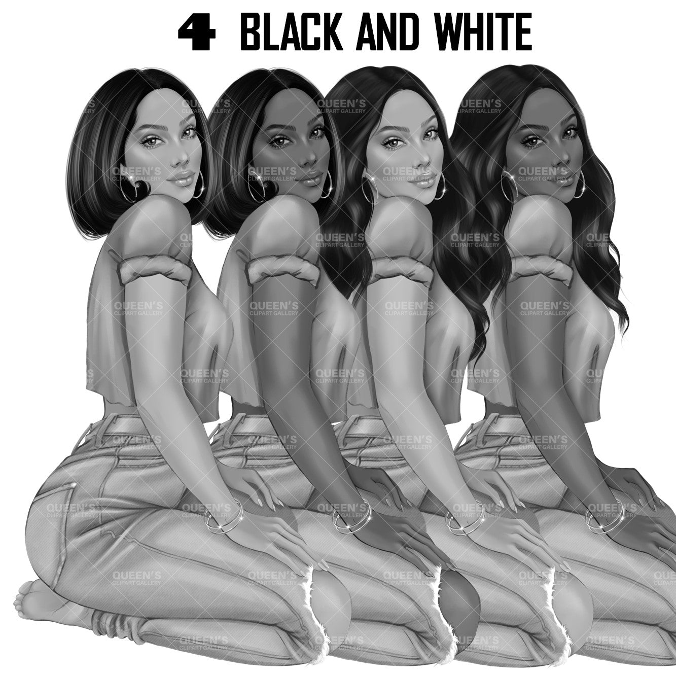 Jeans girl clipart, Denim jeans, Girl in jeans, Girl boss, Fashion girl clipart, Fashion illustration, Curvy girl clipart, Afro girl clipart