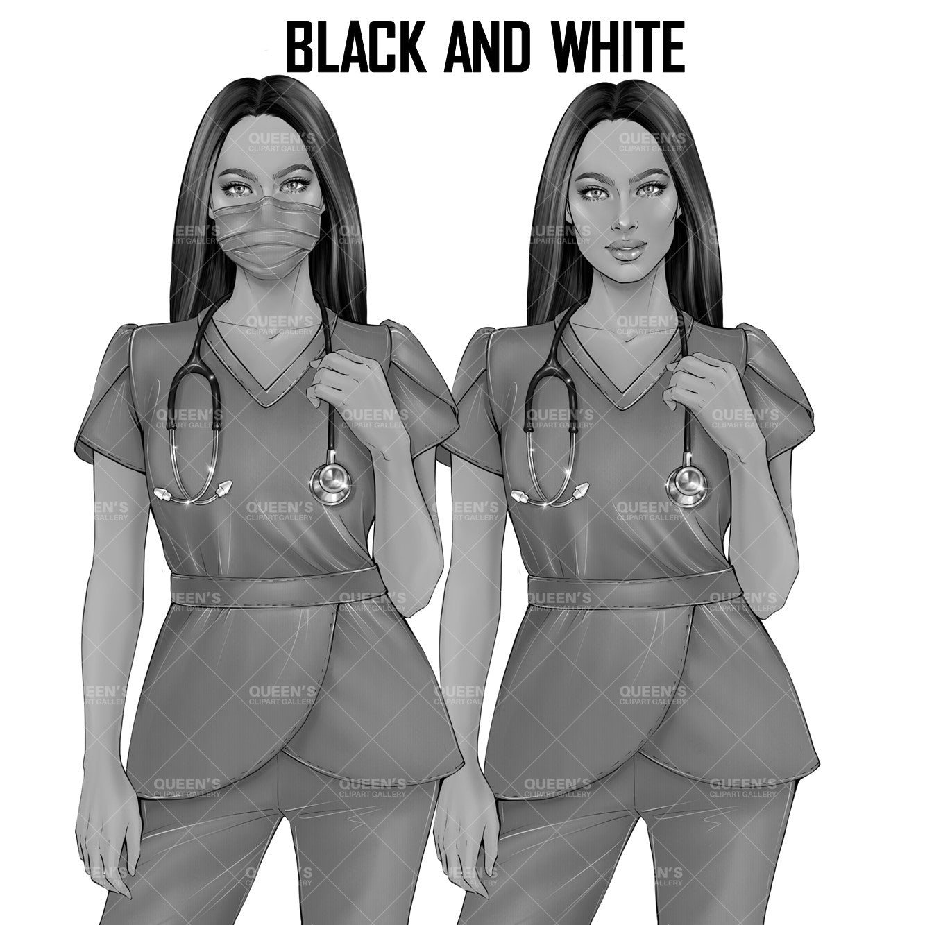 HealthCare Clipart, Nurse Clipart PNG, Doctor Nurse Clipart, Fashion Nurse Doll, Fashion Illustration, Medical Clipart, Medical Worker