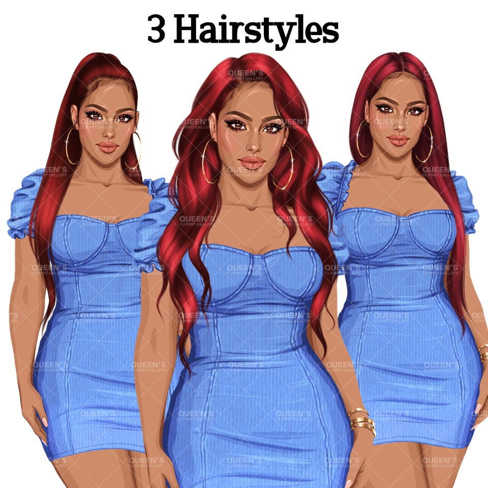 Girl boss, Lady boss, Afro girl clipart, Fashion girl clipart, Fashion illustration clipart, Curvy girl, Woman in dress, African American woman