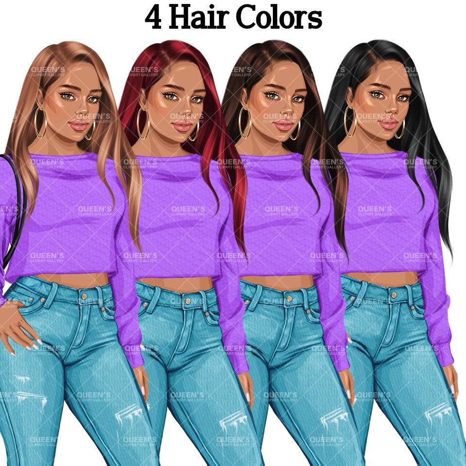 Denim jeans girl, Jeans girl clipart, Teenager clipart, Fashion girl clipart, Fashion illustration, Teen girl clipart, Denim Girl Clipart