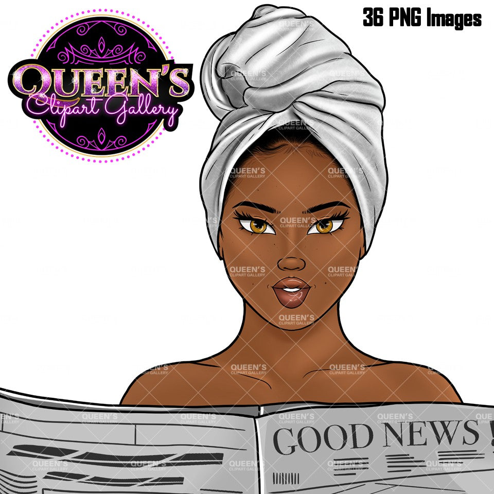 Spa day clipart, Relax at home, Fashion girl clipart, Cozy Clipart, Mindfulness clipart, African American clipart, Cozy girl clipart Calming