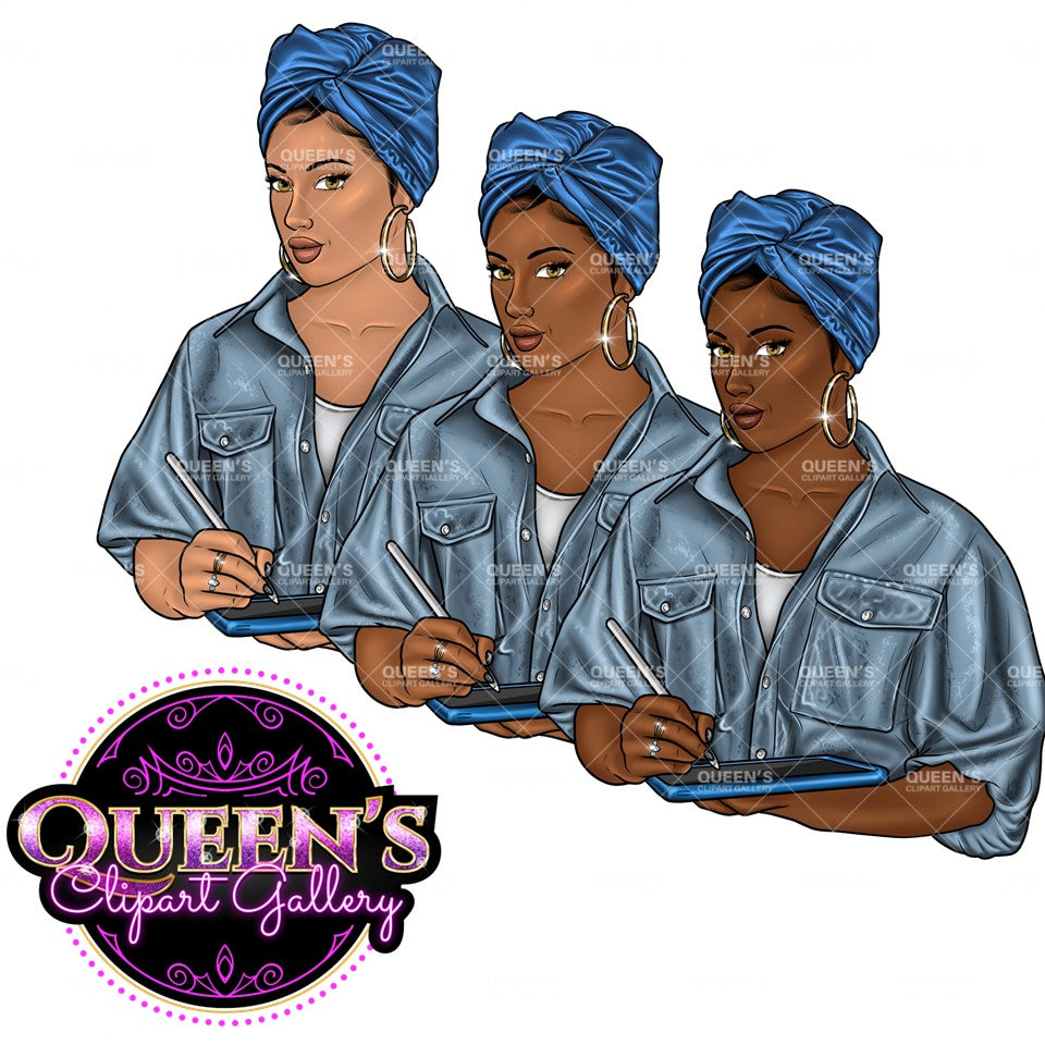 Artist clipart, Technology clipart, Afro girl clipart, Woman on iPad clipart, Black woman clipart, Black girl magic, Fashion girl, Black girl