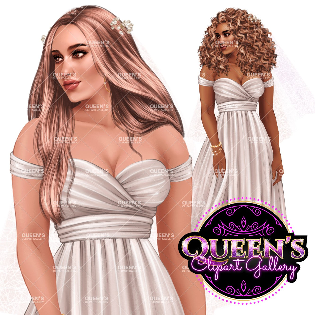Wedding Clipart, Bride Clipart, Marriage Clipart, Wedding Elements, Fashion Girl, Love Clipart, Wedding Day Clipart, Bridal Gowns Clipart