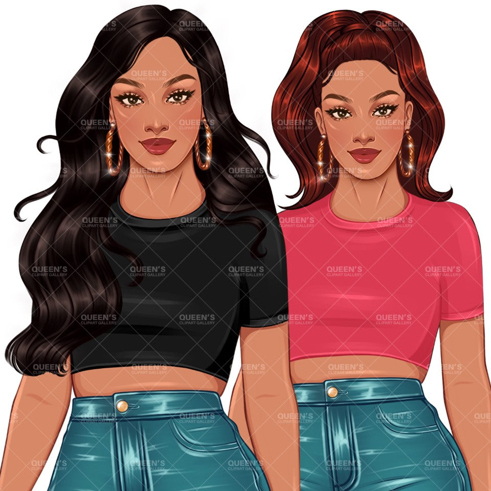 Summer girl clipart, Curvy denim girl, Jeans girl clipart, Girl in shorts, Woman clipart, Fashion girl clipart, Girl boss, Fashion woman