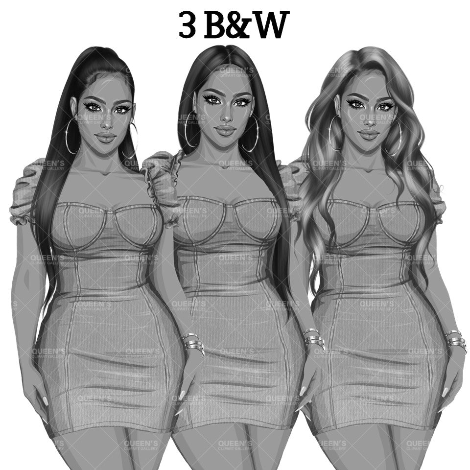 Girl boss, Lady boss, Afro girl clipart, Fashion girl clipart, Fashion illustration clipart, Curvy girl, Woman in dress, African American woman