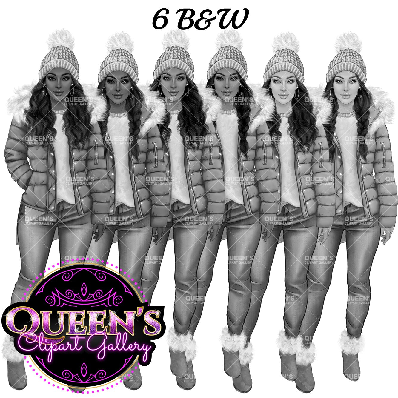 Denim jeans girl, Jeans girl clipart, Fashion illustration, Fashion girl clipart, Winter clipart, Cozy girl clipart, Girl in bubble jacket