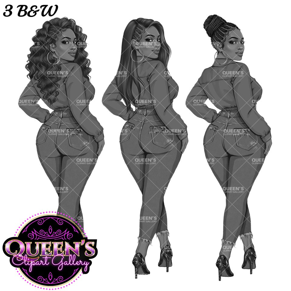 Denim Jeans Girl, Jeans Girl, Afro Girl Clipart, Fashion Girl Clipart, Jeans Girl Clipart, Black Girl Clipart, PNG Sublimation, Fashion Girl