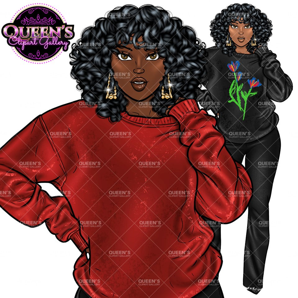 Black History Month Clipart, Denim girl clipart, Black girl magic, Fashion girl clipart, African American woman, Afro girl clipart, Woman Clipart, Girl boss