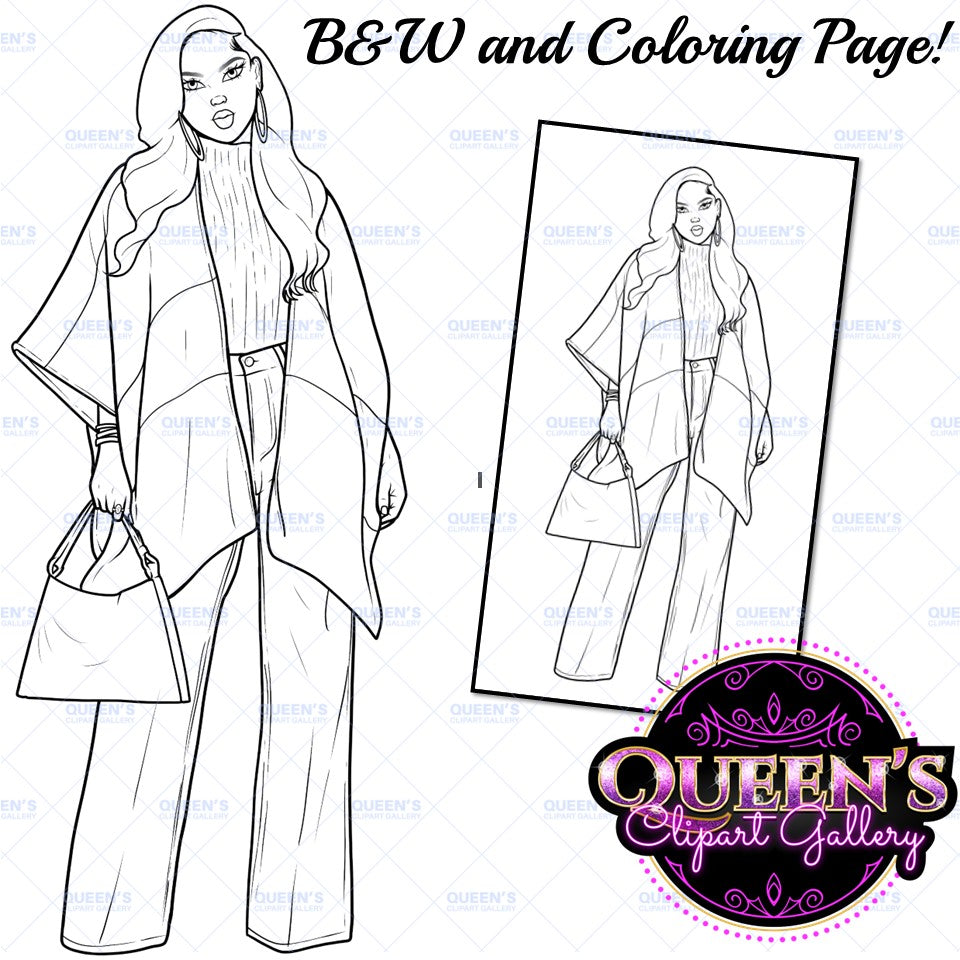 Denim girl clipart, Curvy girl clipart, Fashion girl clipart, Jeans Girl Clipart, African American clipart, Afro girls clipart, Girl Boss