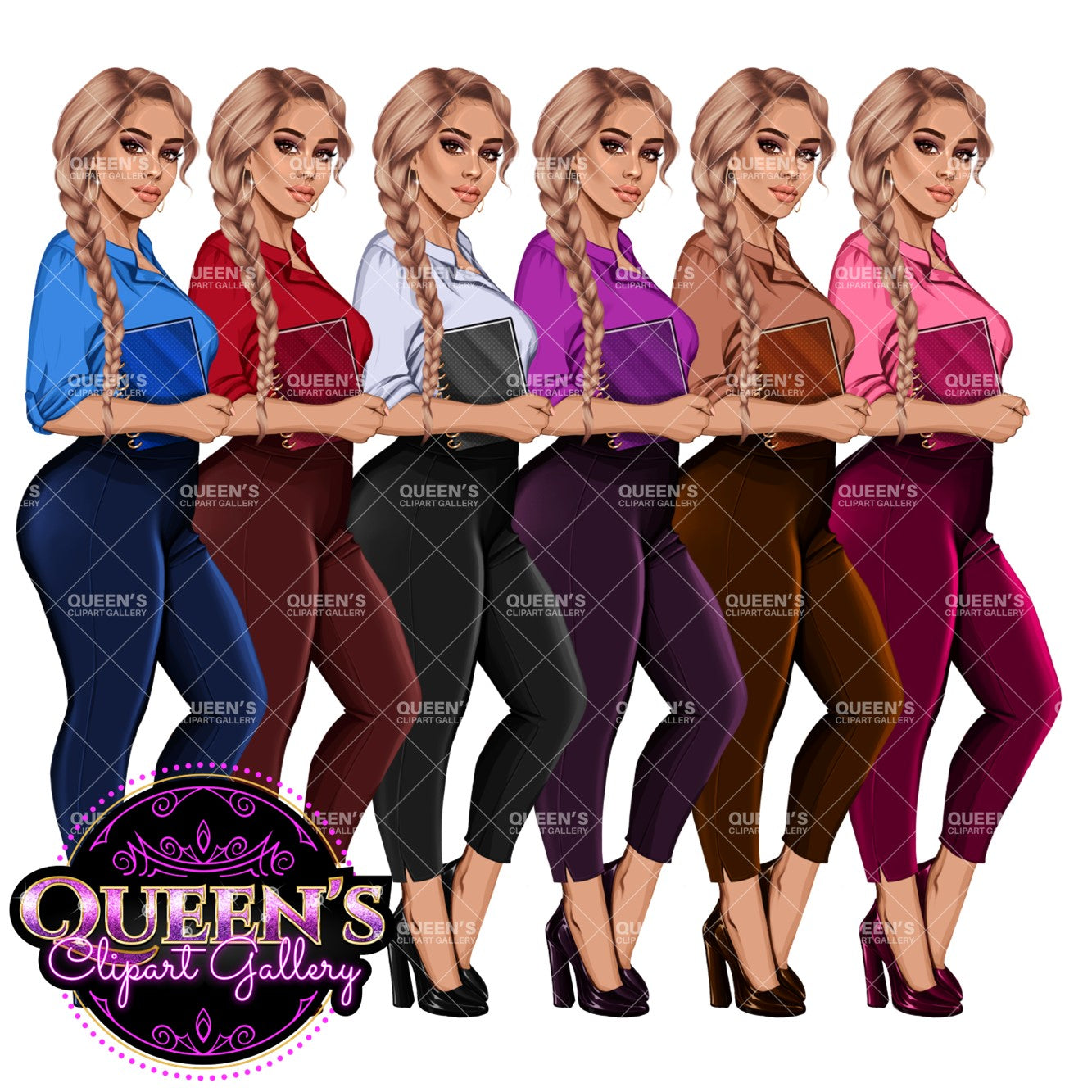 Planner girl clipart, Lady boss clipart, Afro girl clipart, Fashion girl clipart, Teacher clipart, Black girl magic, African American woman