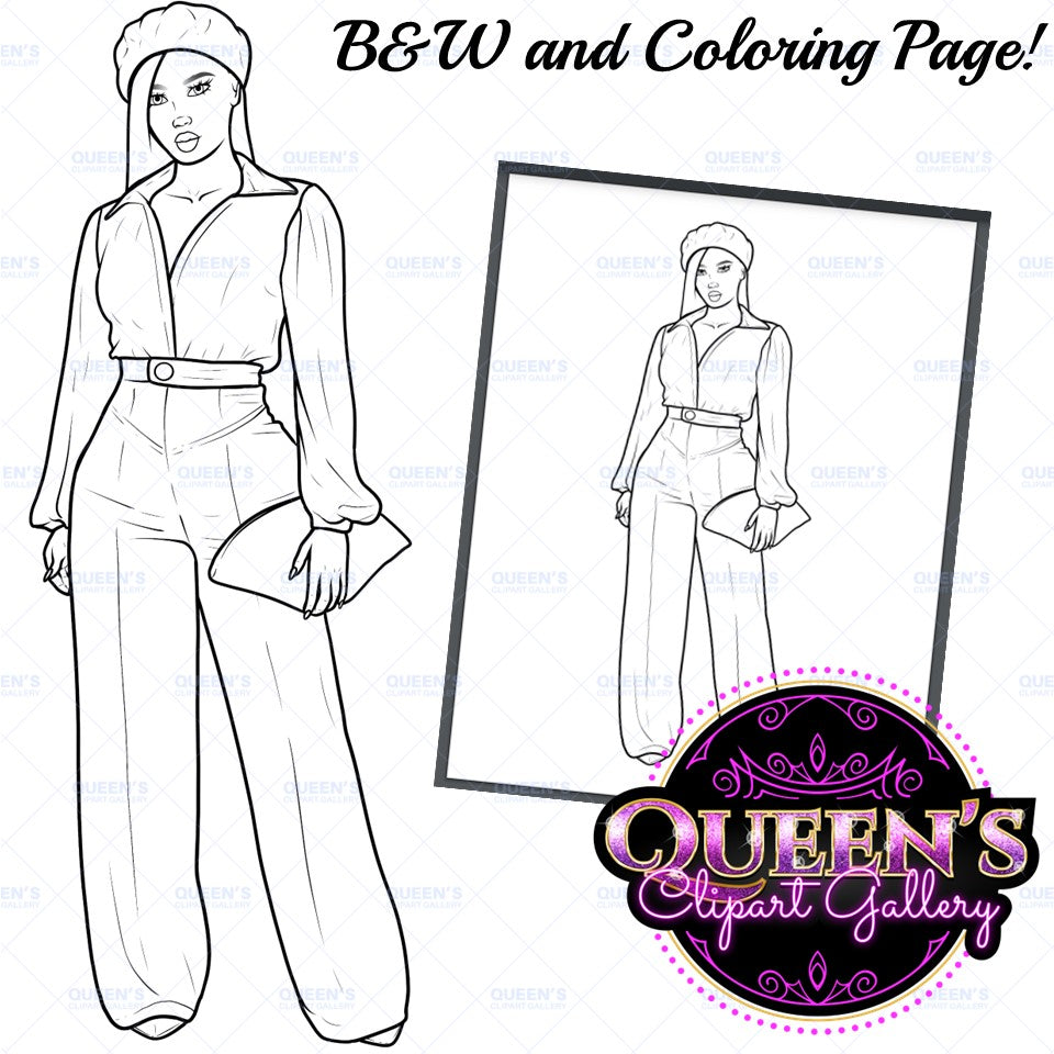 Afro girl clipart, African American woman, Black woman clipart, Black girl magic, Fashion girl clipart, Girl boss, Curvy girl, Black Queen