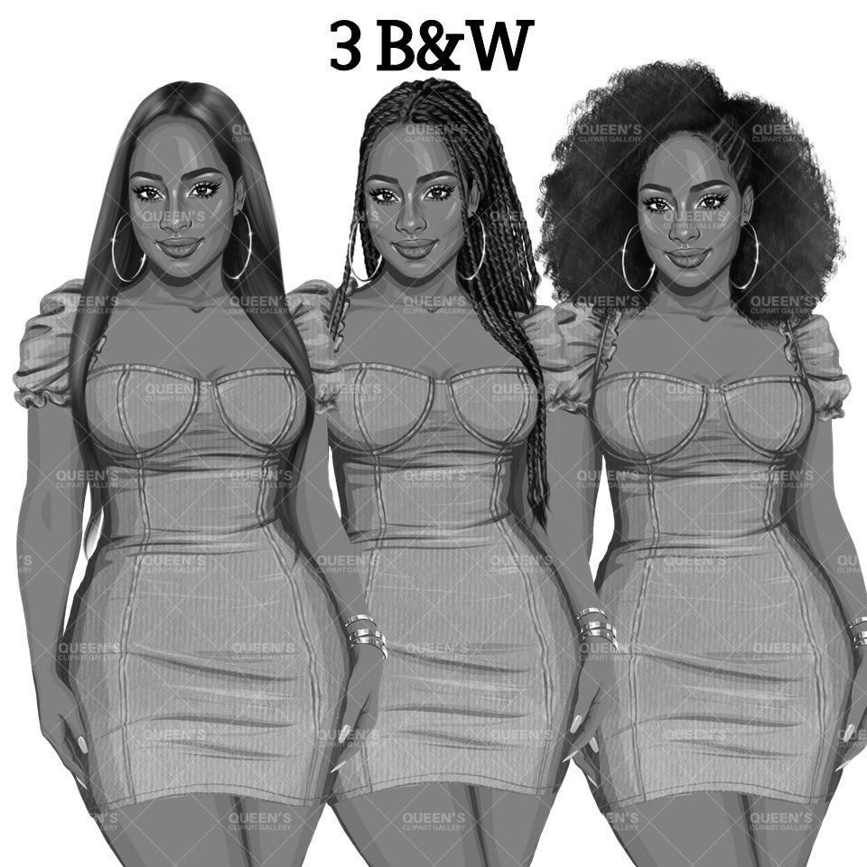 Girl boss, Lady boss, Afro girl clipart, Fashion girl clipart, Fashion illustration clipart, Curvy girl, Woman in dress, African American woman