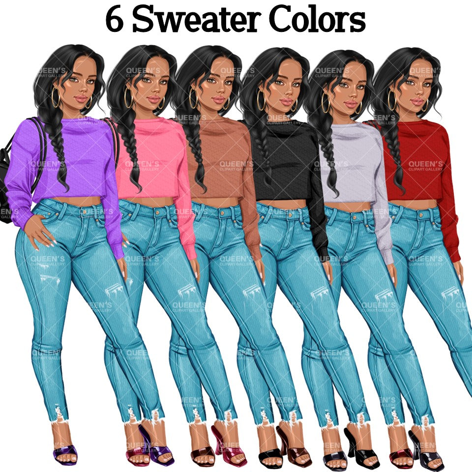 Denim jeans girl, Jeans girl clipart, Teenager clipart, Fashion girl clipart, Fashion illustration, Teen girl clipart, Denim Girl Clipart