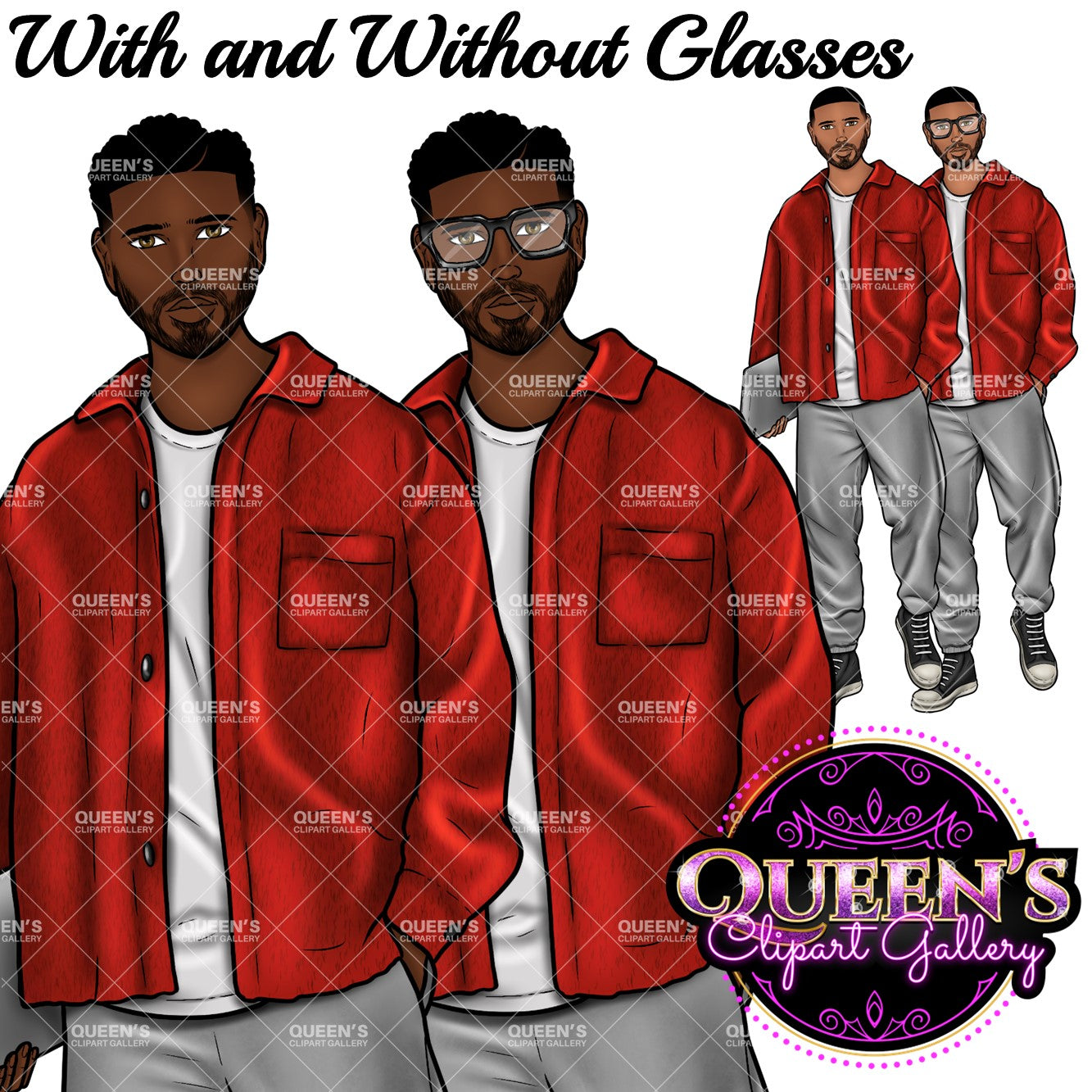 Man clipart, Handsome man clipart, Boyfriend clipart, Casual man clipart, Male clipart, African American man clipart, Black man clipart