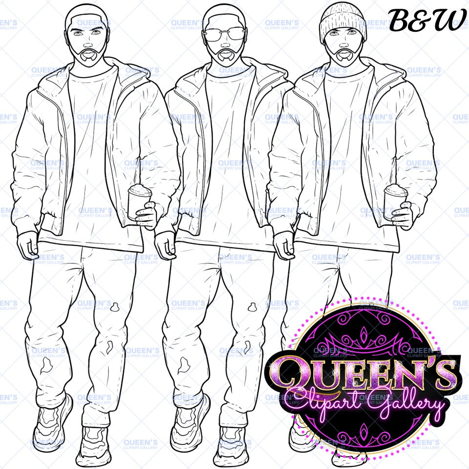 Man clipart, Handsome man clipart, Boyfriend clipart, Casual man clipart, Male clipart, African American man clipart, Black man clipart