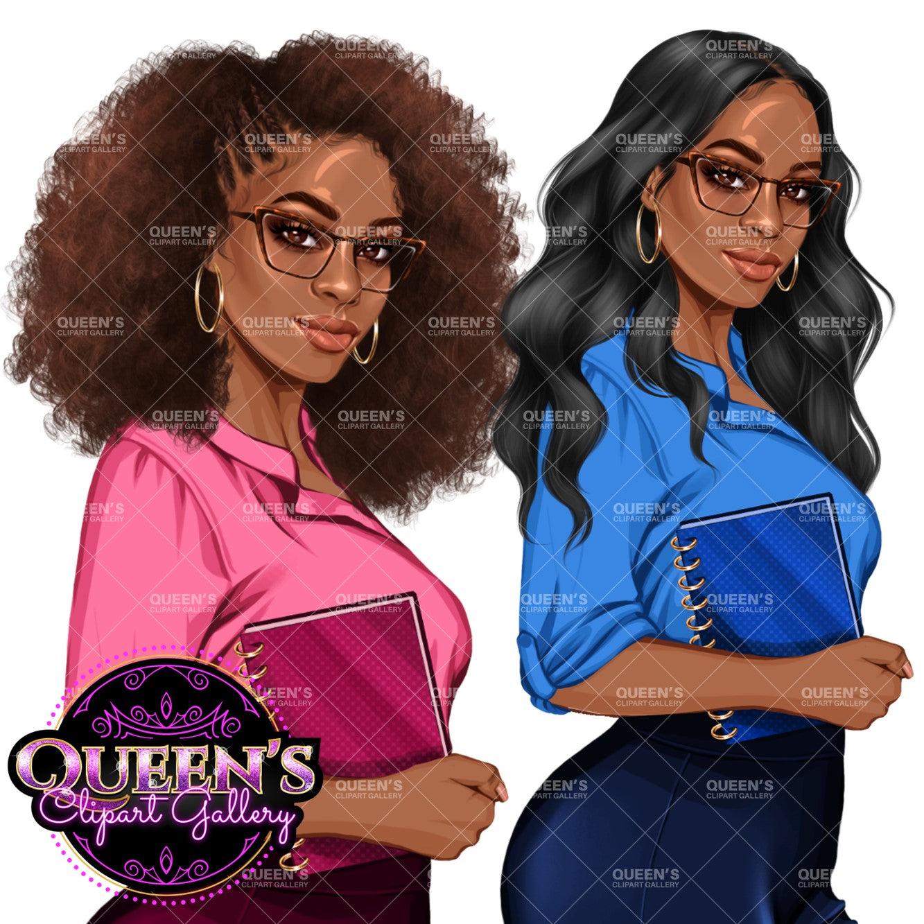 Planner girl clipart, Lady boss clipart, Afro girl clipart, Fashion girl clipart, Teacher clipart, Black girl magic, African American woman