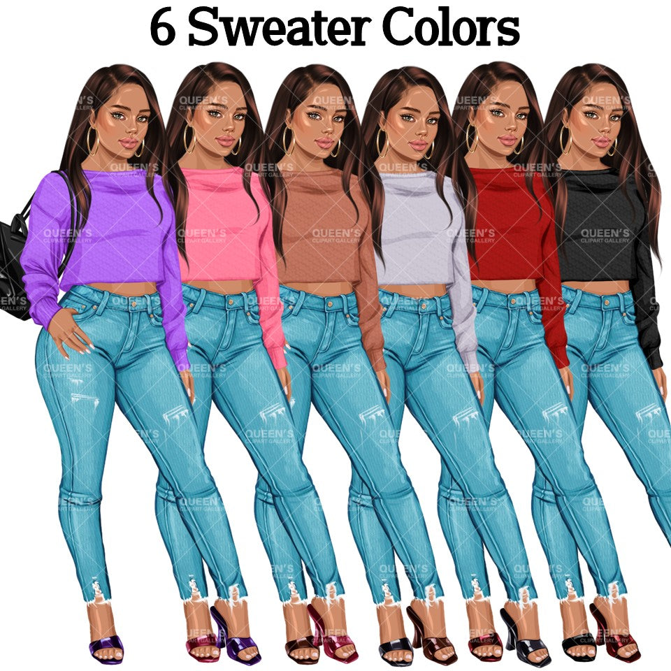 Denim jeans girl, Jeans girl clipart, Teenager clipart, Fashion girl clipart, Fashion illustration, Teen girl clipart, Denim Girl Clipart