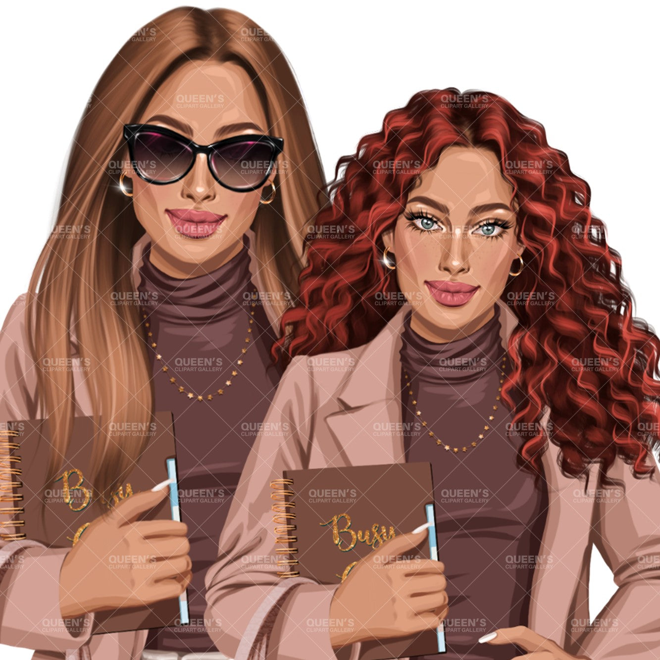 Planner girl clipart, Afro girl clipart, Lady boss clipart, Girl boss clipart, Fashion girl, African American woman, Business woman clipart