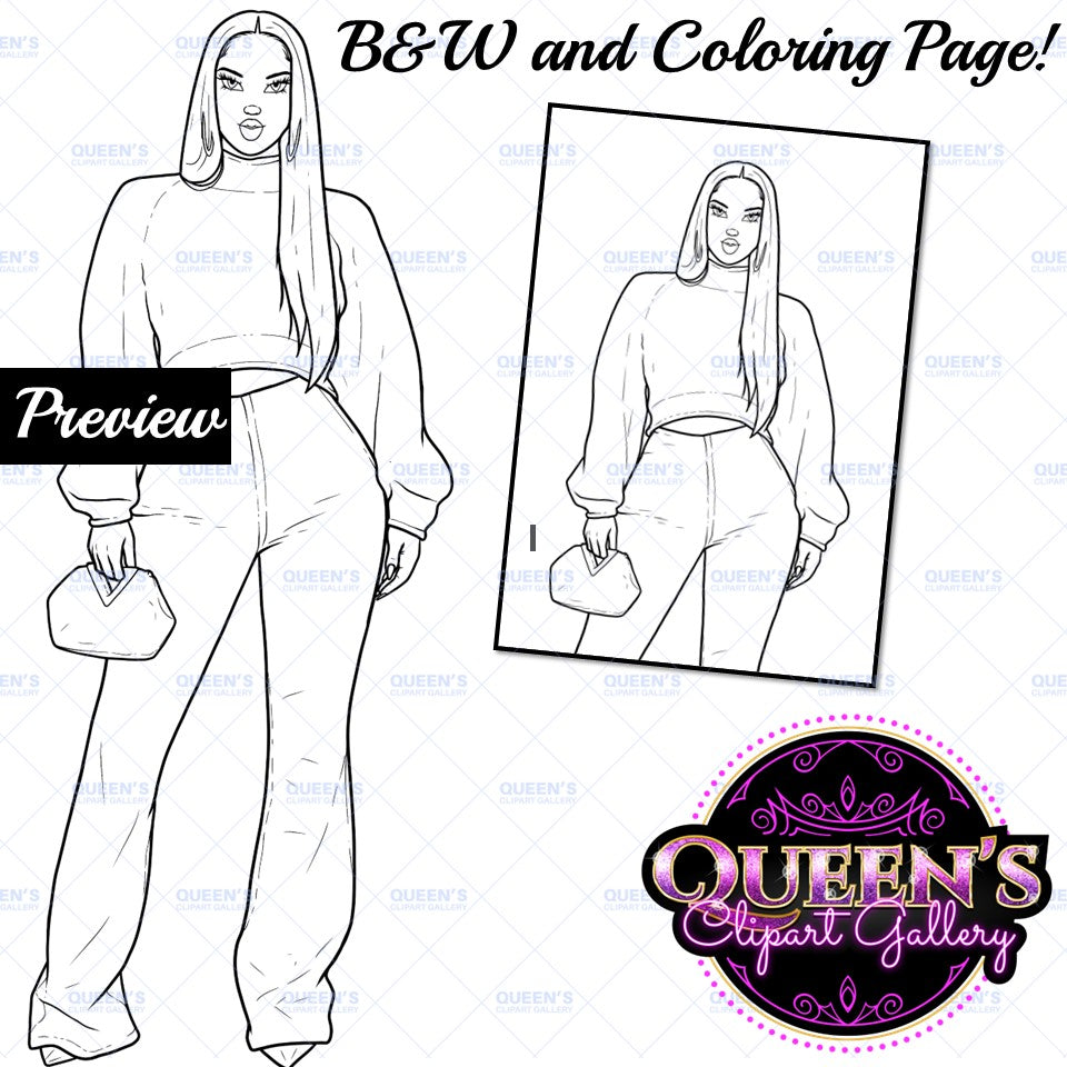 Denim girl clipart, Black girl magic, Fashion girl clipart, Black girl magic, African American woman, Afro girl clipart, Jeans girl clipart