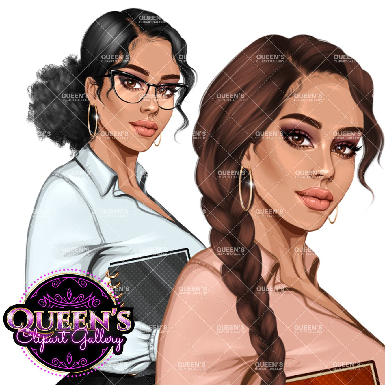 Business planner clipart, Lady boss clipart, Afro girl clipart, Fashion girl clipart, Teacher clipart, Black girl magic, Business woman