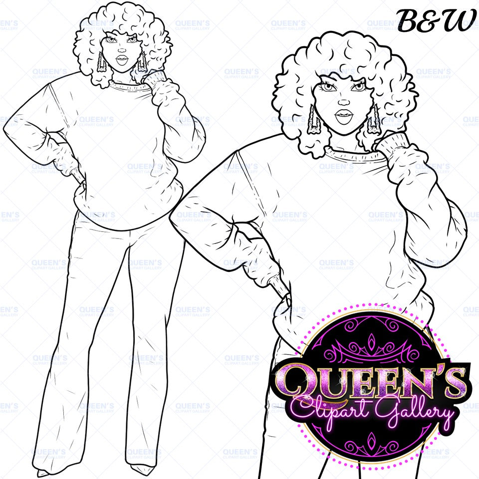 Black History Month Clipart, Denim girl clipart, Black girl magic, Fashion girl clipart, African American woman, Afro girl clipart, Woman Clipart, Girl boss