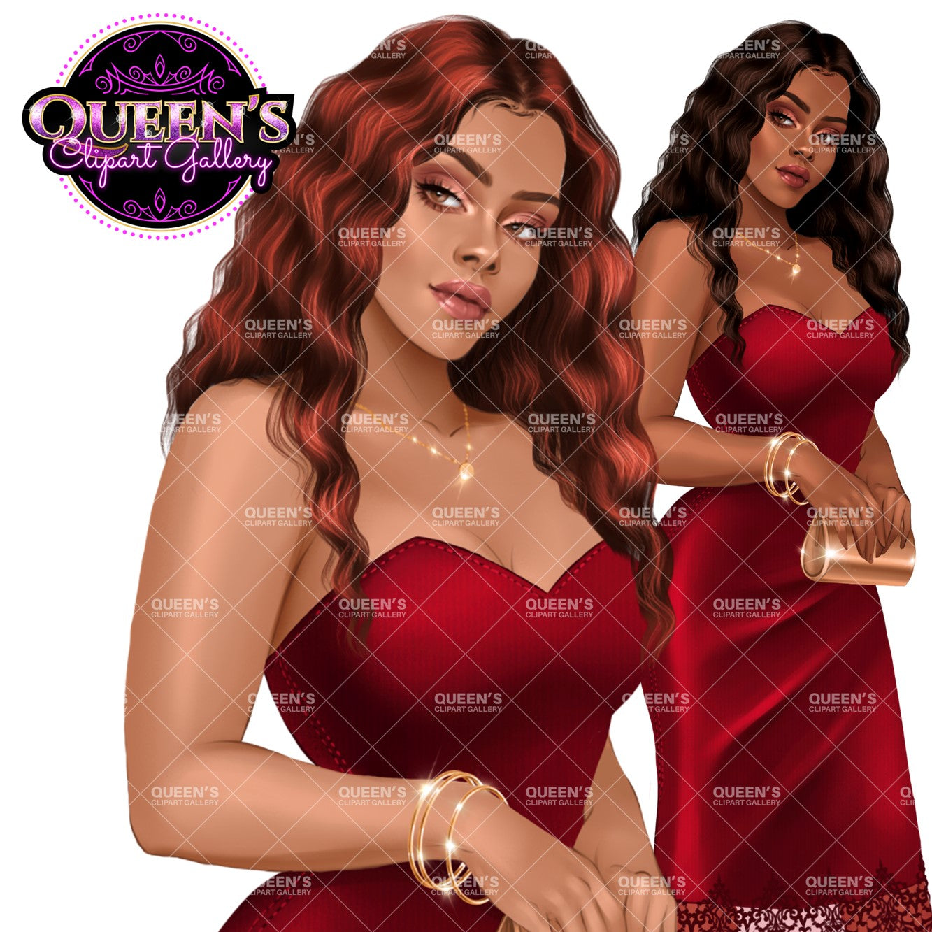 Woman in Red Dress, Lady boss, Woman clipart, Fashion girl clipart, Fashion illustration clipart, Curvy girl, Woman in dress, Fashion woman