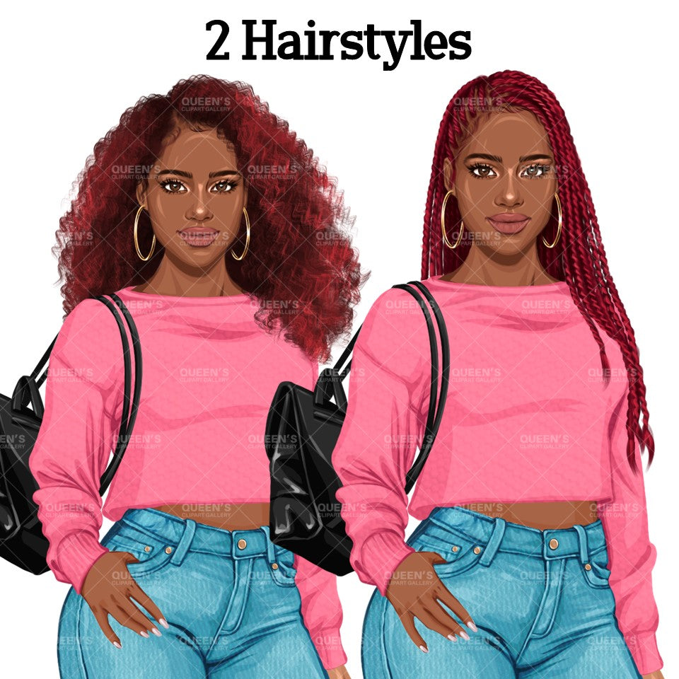 Denim jeans Afro girl, Afro girl clipart, Teenager clipart, Fashion girl clipart, Fashion illustration, Teen Afro girl, Denim Girl Clipart