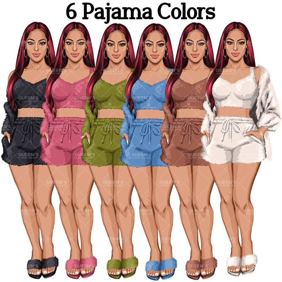 Pajama girl clipart, Afro Woman in Sleepwear, Pajama Illustration, Cozy clipart, Bedtime clipart, Pajama Fashion, Pajama Party, Fashion girl
