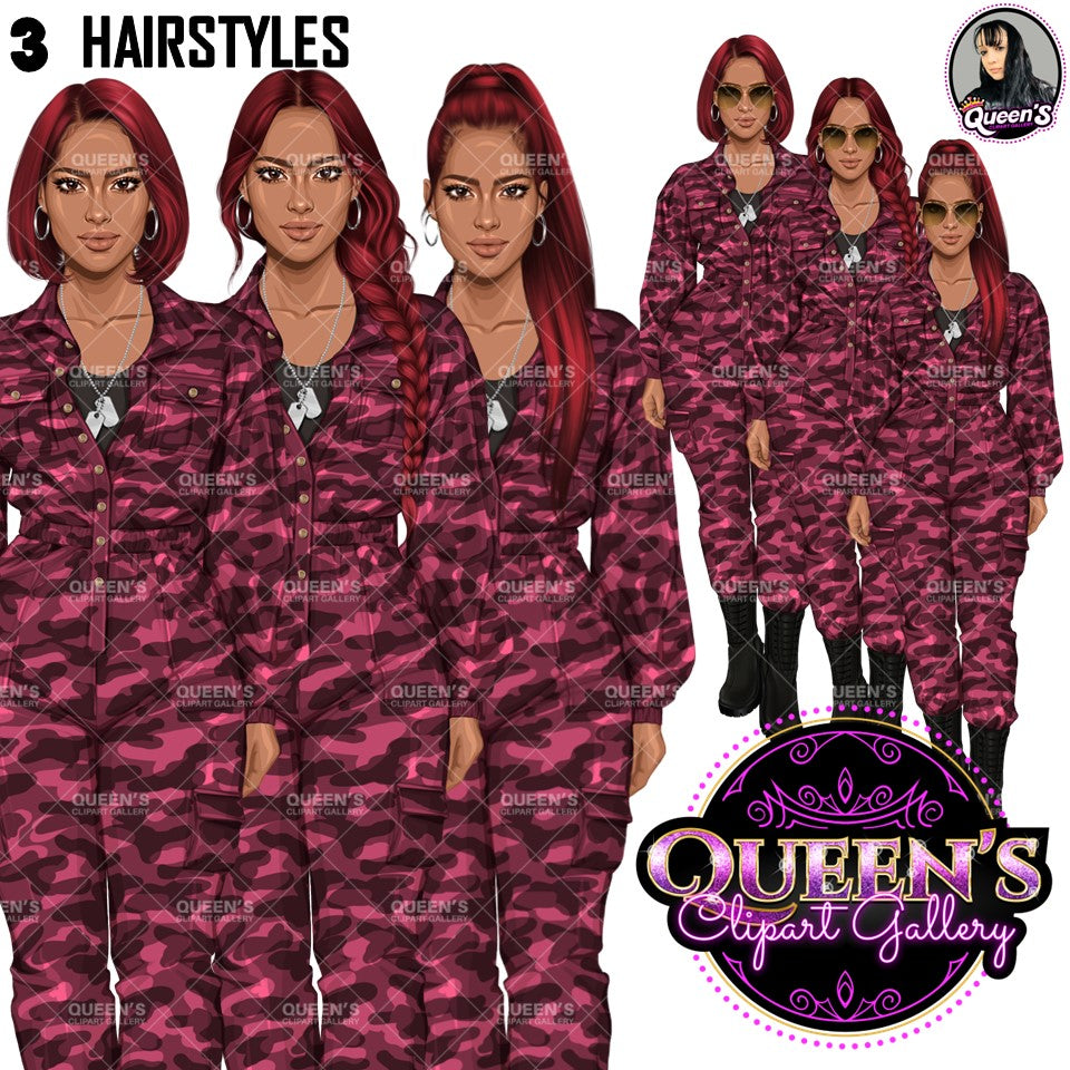 Army Clipart, Afro Military Woman Clipart, Fashion Girl Clipart, Veteran Day Clipart, Afro Female Troops, Memorial Day, Veteran, Soldier