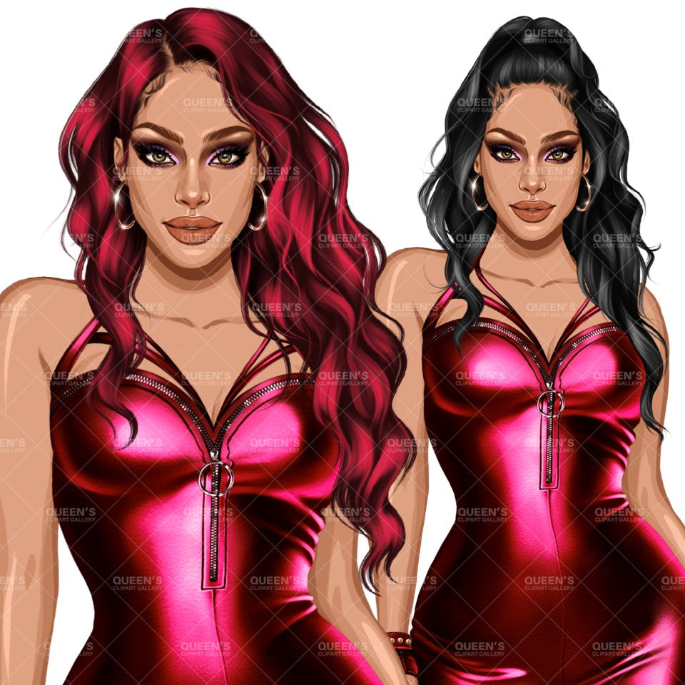 Woman in leather dress, Girl boss, Lady boss, Woman clipart png, Fashion girl clipart, Fashion illustration clipart, Curvy girl clipart