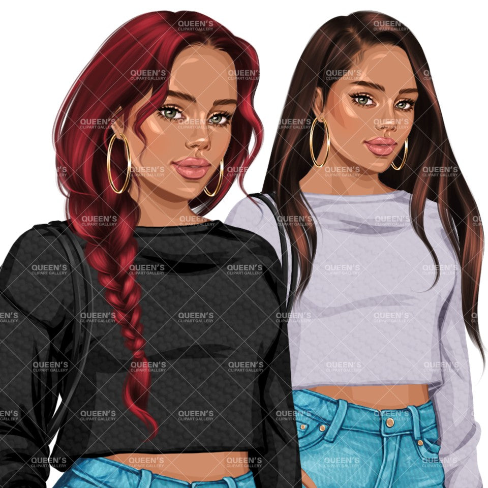 Denim jeans girl, Jeans girl clipart, Teenager clipart, Fashion girl clipart, Fashion illustration, Teen girl clipart, Denim Girl Clipart