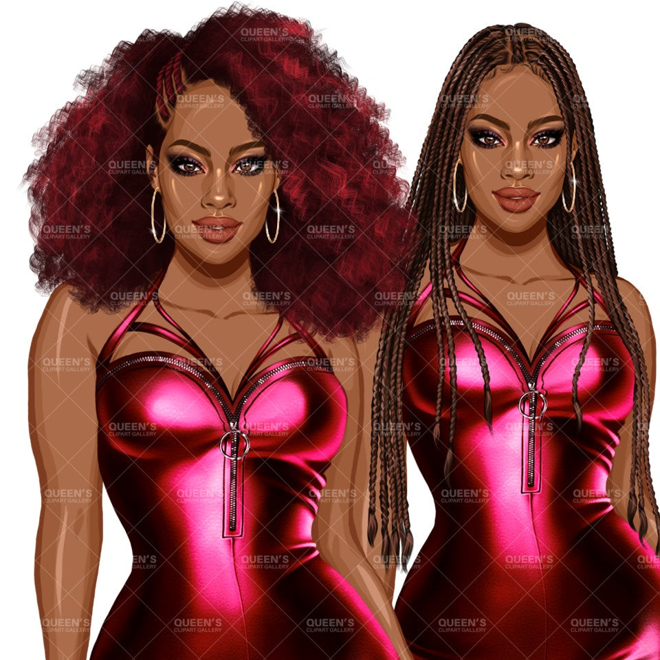 Afro woman in leather dress, Girl boss, Lady boss, Black girl magic, Fashion girl clipart, Fashion illustration clipart, Curvy girl clipart