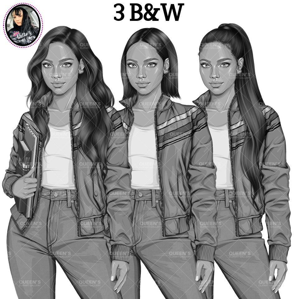 Teenager, Denim jeans girl, Jeans girl clipart, Teen clipart, Fashion girl clipart, Fashion illustration, Student clipart, Denim Girl, Teen