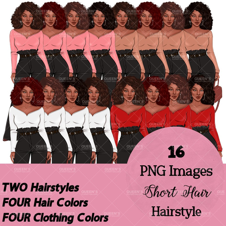 Black girl magic PNG, Afro girl clipart, Fashion girl clipart, Black woman clipart, Boss lady, Curvy girl clipart, African American woman